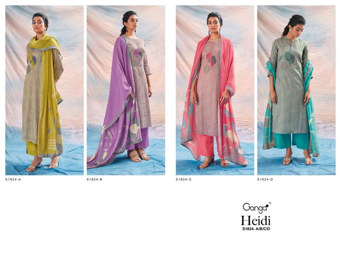 Heidi S1824 By Ganga Printed Designer Salwar Suits Catalog
